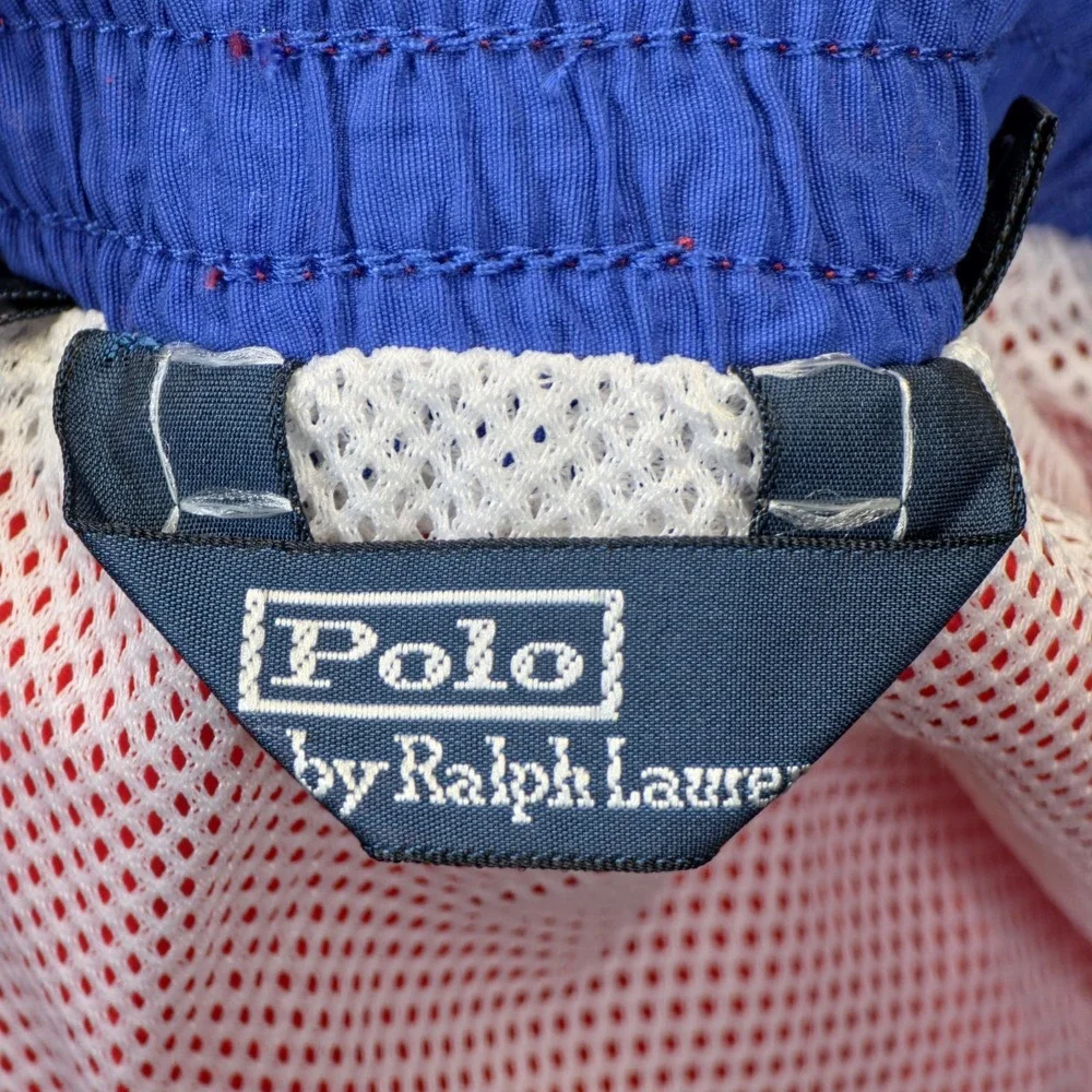 Vintage Polo Ralph Lauren Swim Trunks Men Large Red Nylon Pony Volley Shorts 90s